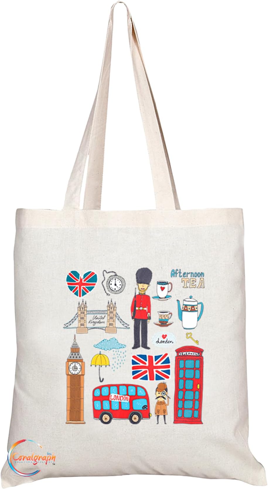 London Adventure Tote Bag - Stylish Long-Handled Shoulder Bag, Perfect Novelty Gift with Various Great Britain Designs