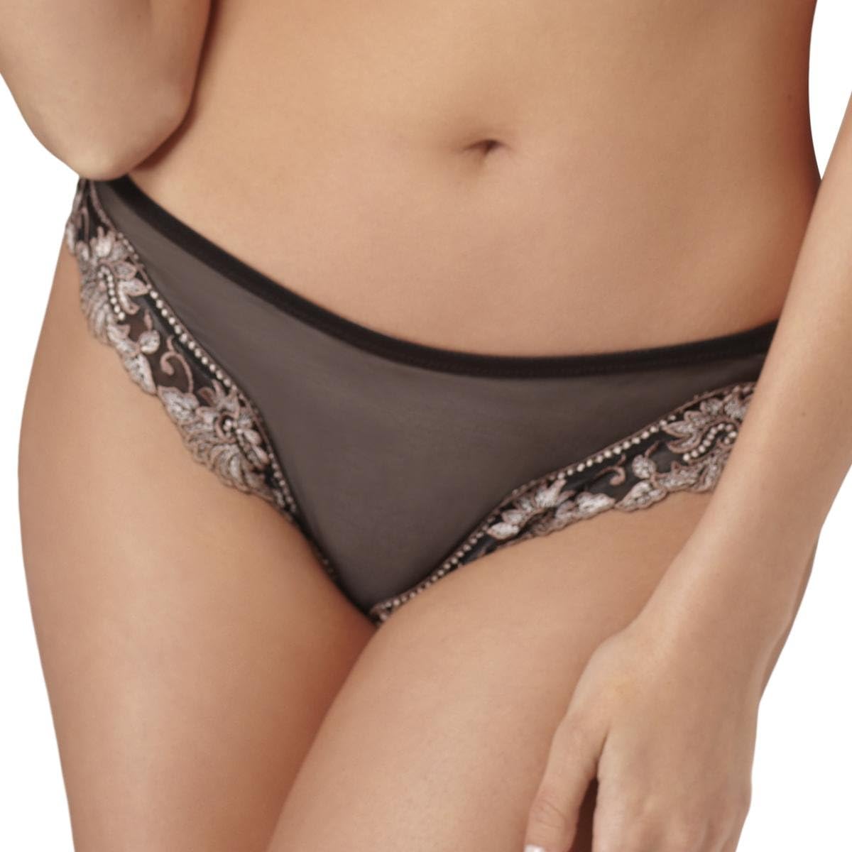 Lunaire Women's Sevilla Tanga, Black/Taupe, 7
