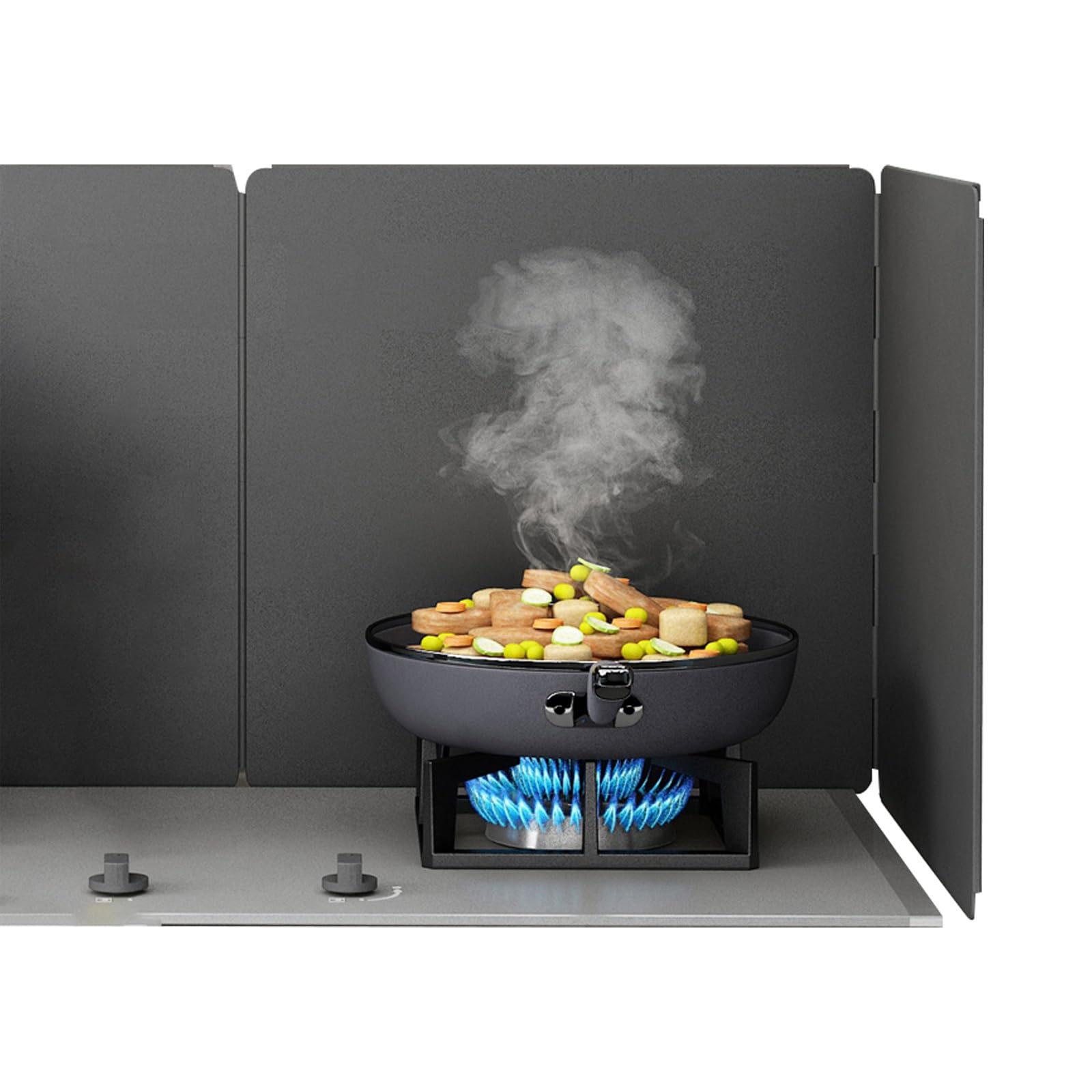 Protection Anti-éClaboussures À 3 CôTéS, Pliable Mur Cuisine Protection D'éCran Anti, ÉClaboussures pour CuisinièRe, Huile Antiadhésive, pour Plaques De Cuisson, Feux Gaz, Poêles ( Color : Black , Siz