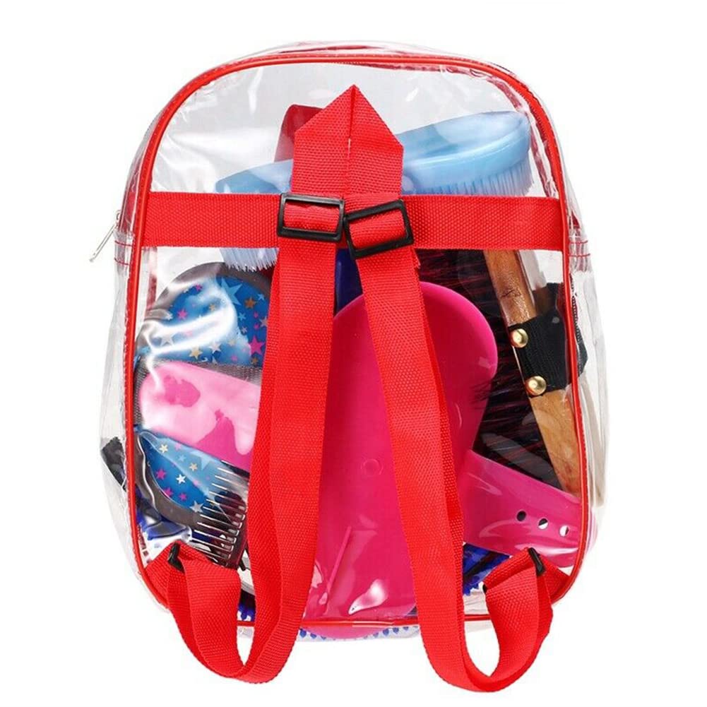 Juego de 10 piezas de aseo de caballos, kit de herramientas multiusos de cuidado ecuestre con bolsa de almacenamiento para limpieza de enfermería (color al azar)