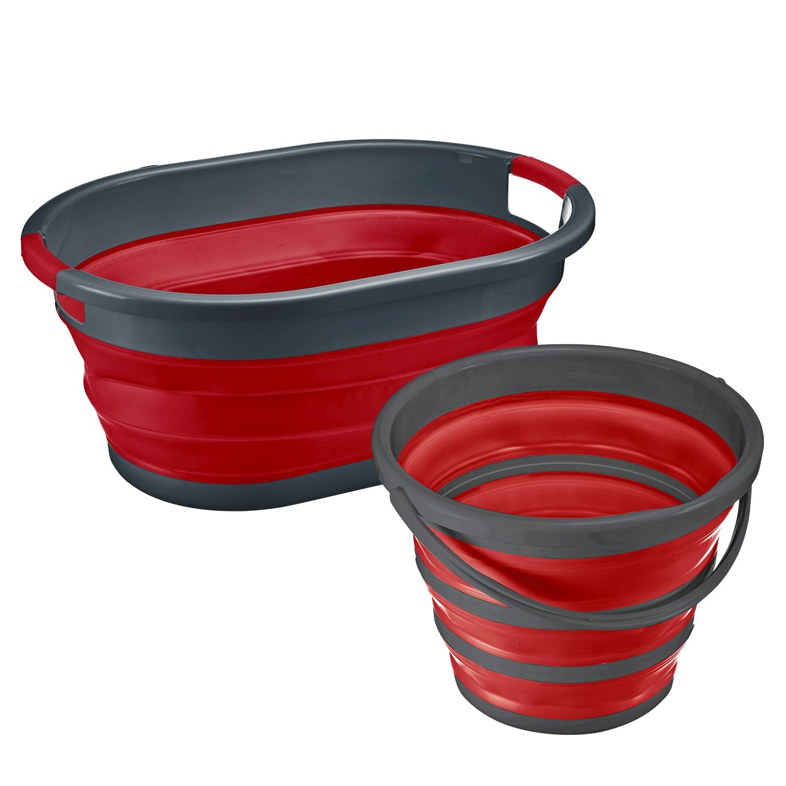 Westmark Set Wäschekorb + Eimer – Platzsparend zusammenfaltbar, tragbar, Wäschekorb und Falteimer für Camping, Reinigung oder zum Spielen für Kinder – ideal für Tiny Living