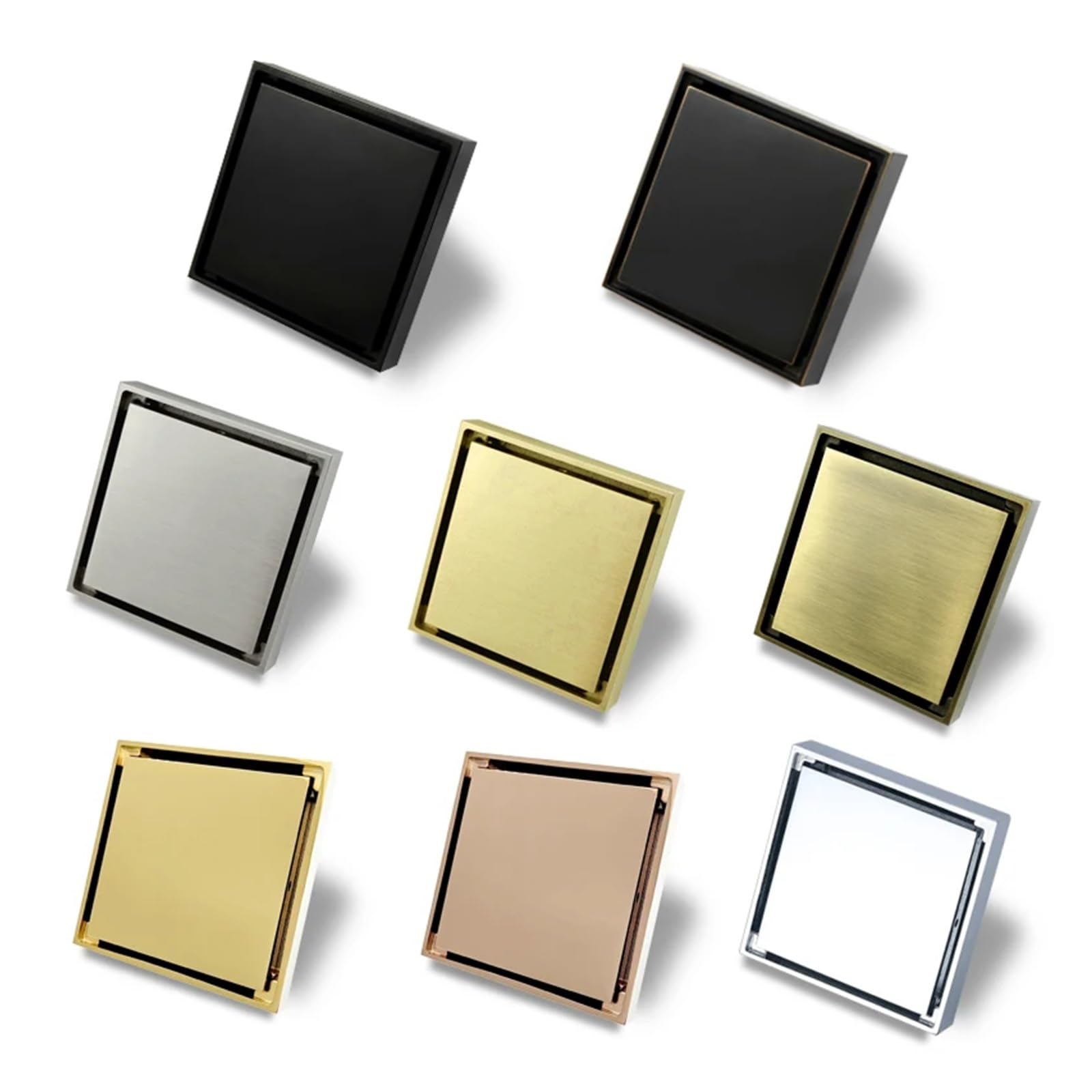 Scarico Doccia Brass 10CMX10CM Shower Floor Drain Bathroom Concealed Floor Drain Tile Insert Square Floor Trash Grate(Rose Gold)