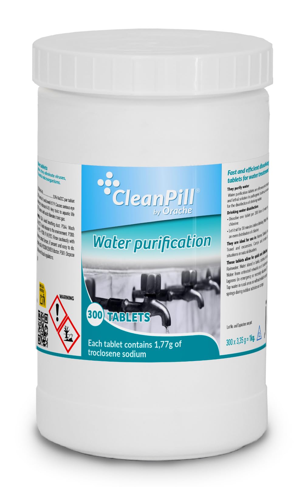 Water purification Tablets – 300 Tablets – Suitable for Human Consumption, eliminate Viruses, Bacteria and Other Harmful Microorganisms