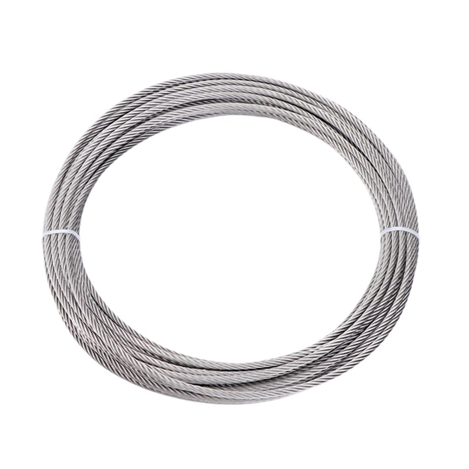 Skday Fune Acciaio,Giardino Acciaio Cavo Corda Metallica da 1/2/5 m Corda Metallica in Acciaio Inossidabile Corda da bucato for Sollevamento Morbido 5/6/8/10/12/14mm(Size:12mm(1meter))