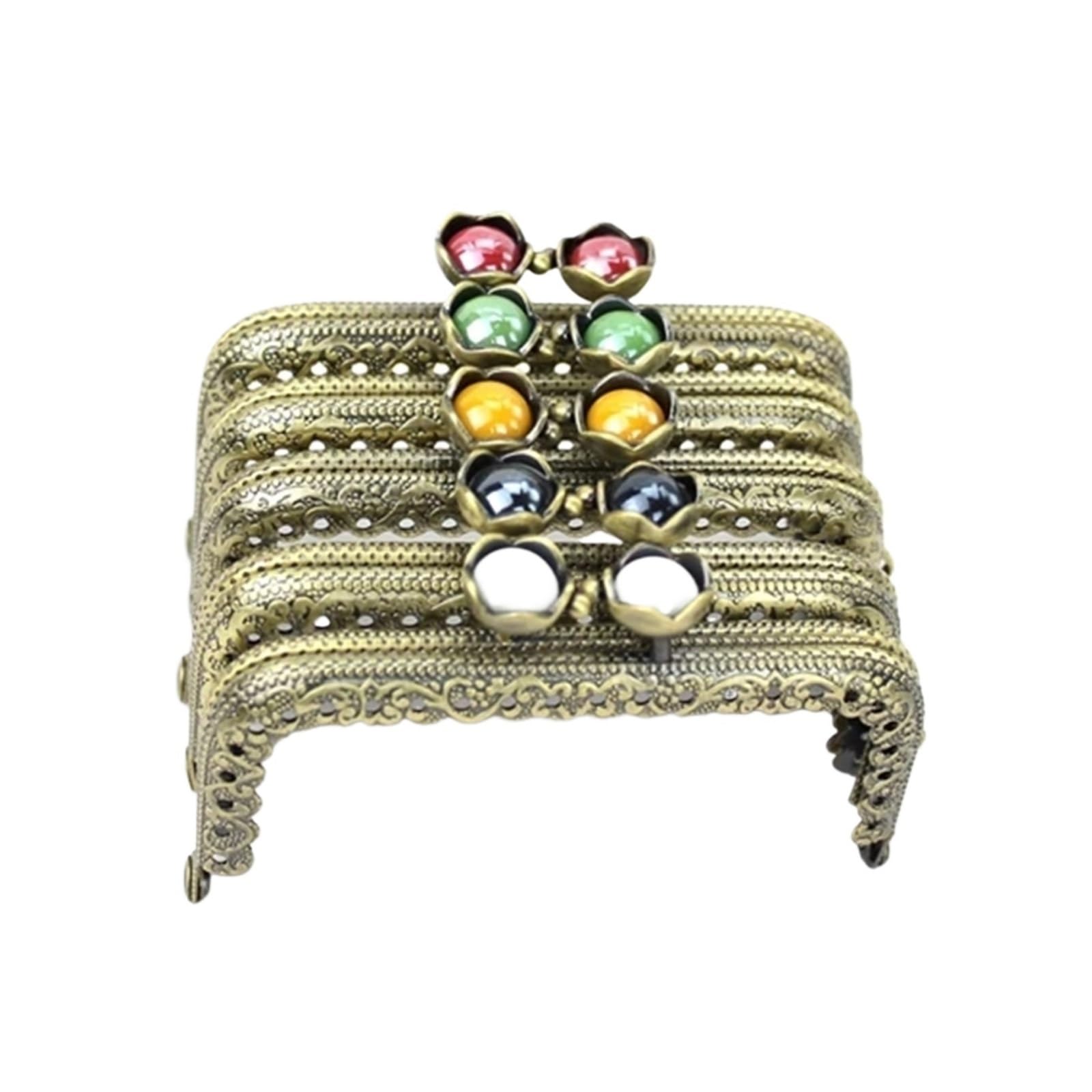 PVUVTNAHW 5pcs Mix Color 8.5cm Lotus Head Metal Purse Frame Bronze Square Lace Kiss Clasp Handle DIY Clutch Bag Accessories(Mix color)