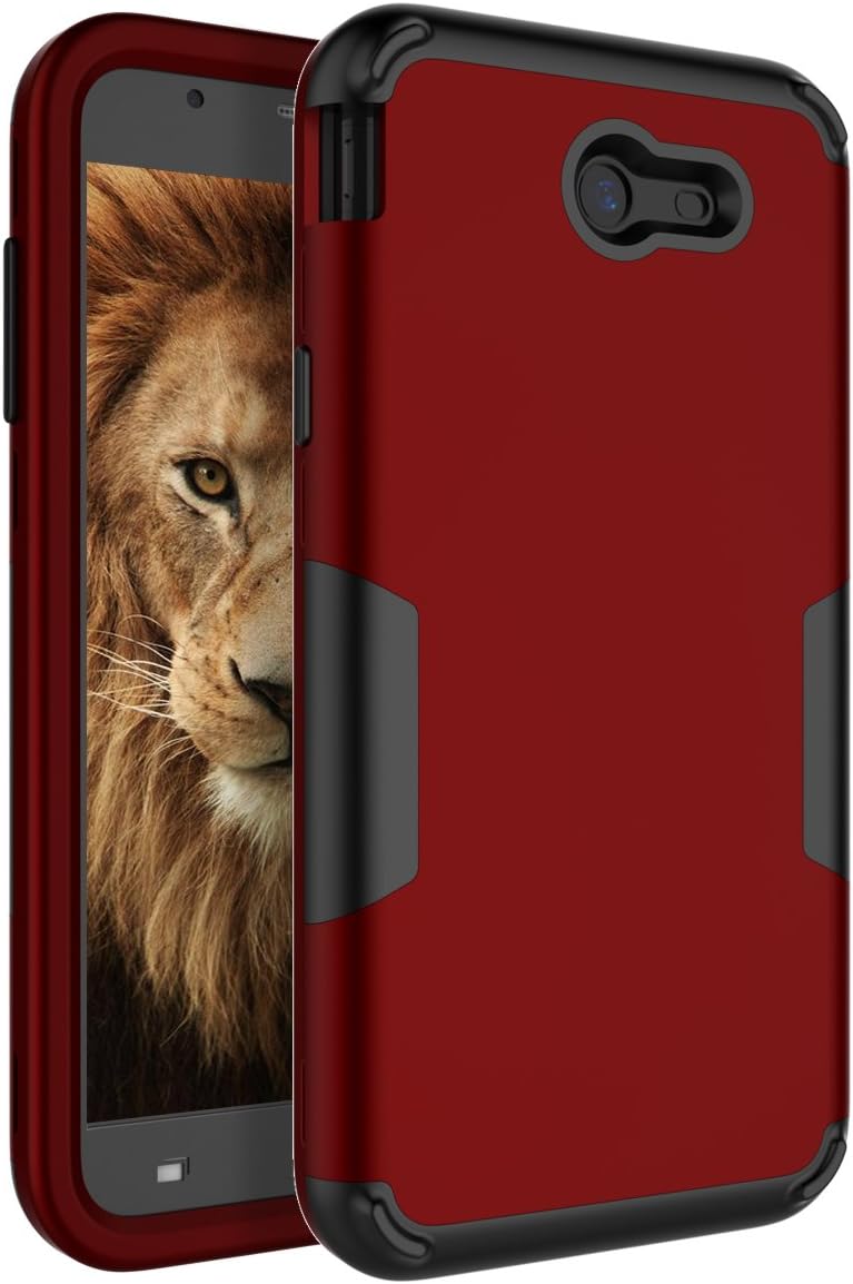 Miubox Galaxy J7 2017 Case,Galaxy J7 Sky Pro, Galaxy J7 Perx case,Three Layer Shockproof Anti-Scratch Heavy Duty Hybrid Protective Case Fit for Samsung Galaxy J7 2017,Red Black