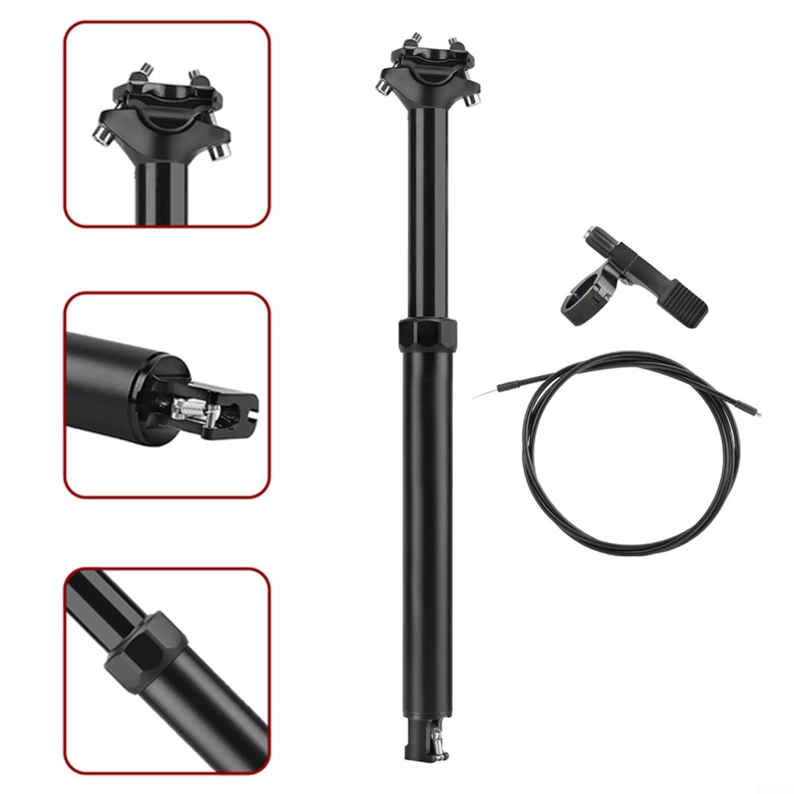RichVibe Tige de selle télescopique de vélo de montagne avec dérailleur intégré 30,9 mm Commande à distance Tige de selle pour vélo Composant de bicyclette