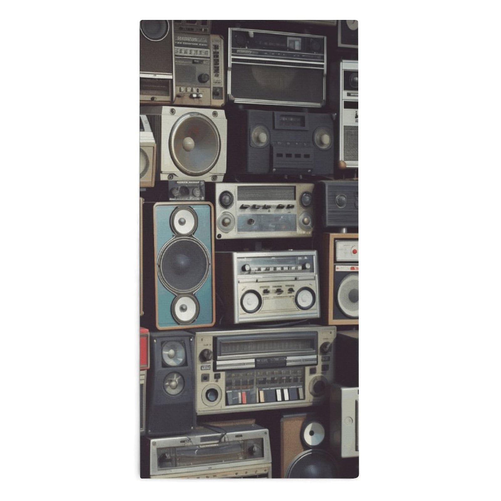 Wyuspgk Vintage Wall Of Radio Boombox Towels For Bathroom, Print Gym Towel,Travel Towel,28.7 X 13.8 In Coral Velvet Material Beach Towels