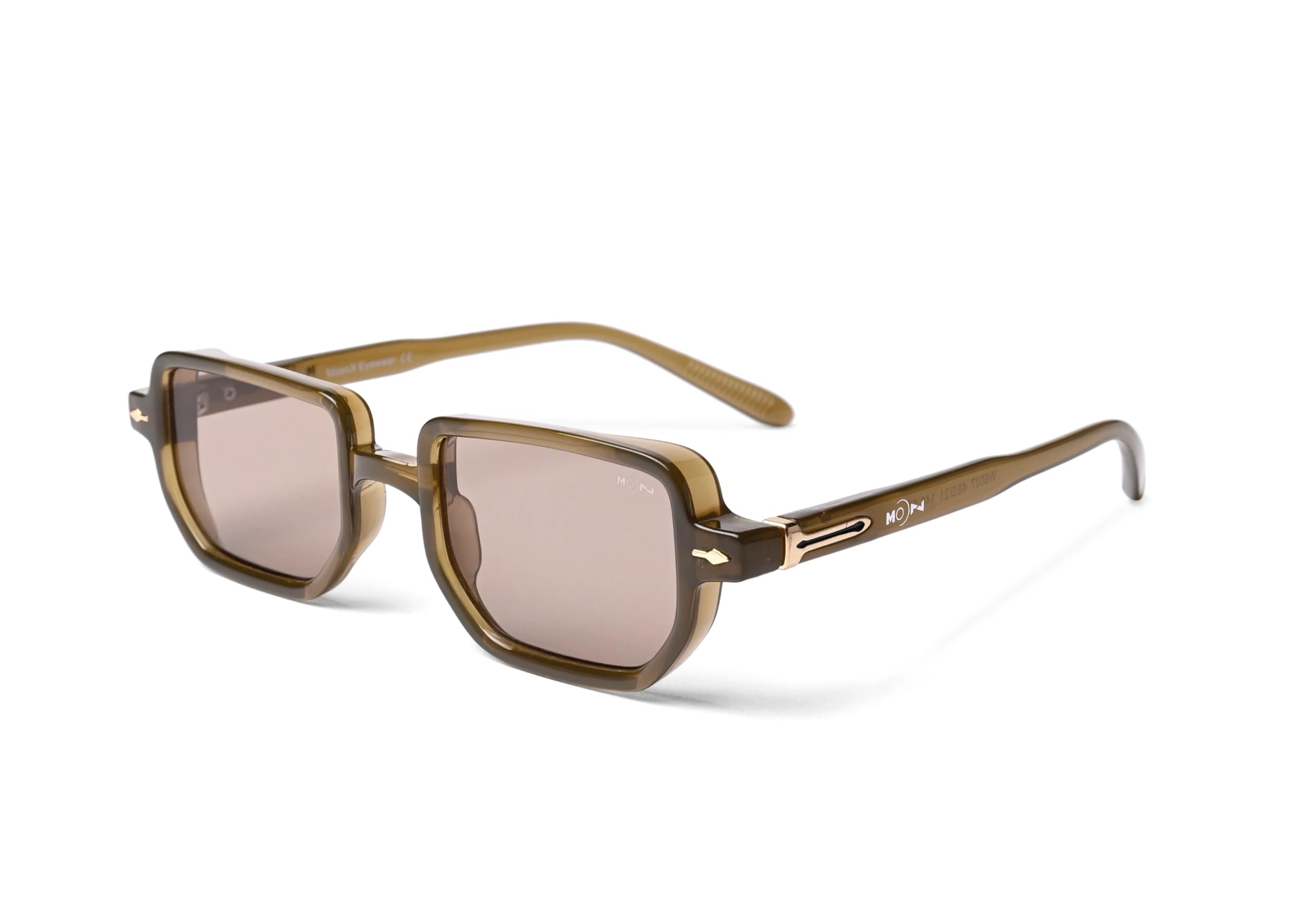 Pheonix S6 UV Protected Rectangular Sunglasses for Men & Women | Olive Green CP Frame | Transparent Olive Green Lens | Stylish Unisex Eyewear for Driving, Travel & Casual Outings-image-49