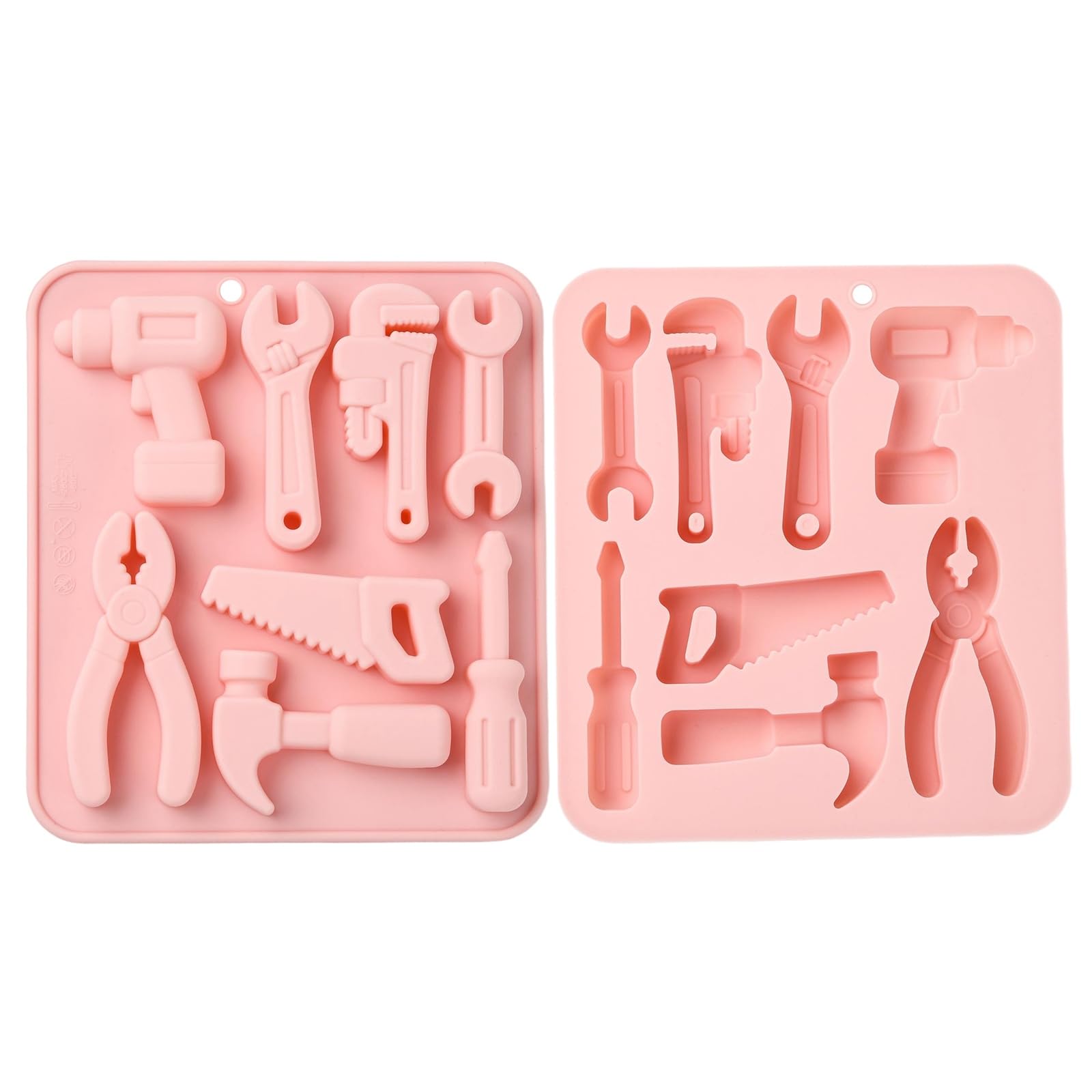 UR URLIFEHALL 2 Pcs Silicone Tool Moulds Screwdriver Hammer Wrench Shape Chocolate Moulds for Cake Decoration Candy Soap Cookie Ice Cube Crafts — image 1