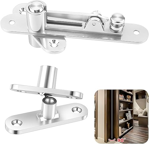 Miniatura 11 de TamBee Bisagra giratoria de alta resistencia para puerta oculta, carga de 1100 libras, bloqueo de 90 grados, acero inoxidable 304, oculta para