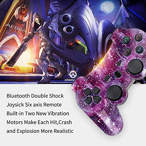 Kolopc Wireless Controller Compatible For Ps3 Console, Double Vibration, 6-Axis Gyro Sensor, Upgraded Joystick Motion Gamepad With Charging Cable (Starrysky And Camouflage) #TOP2
