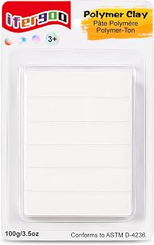 ifergoo Polymer Clay, Oven-Bake Clay, Non Toxic, 3.5 oz. bar, Great for Modeling, Sculpting, Holiday, DIY, Artistic Creation and School Projects. Great for Kids and Beginners White