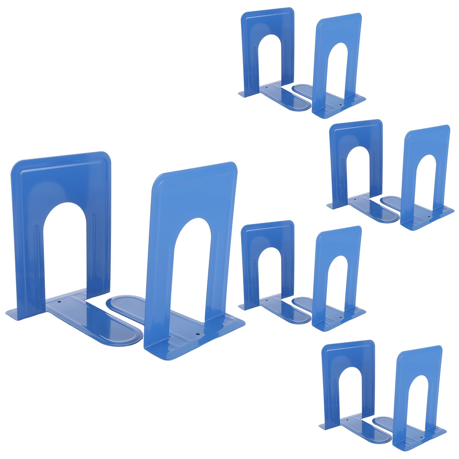 ZOFUN 10 Pcs Book Ends, 12.6 x 14.8 x 17 cm Heavy Duty Bookends, Metal Book Ends Blue, Anti-slip Book Stoppers for Decor Home