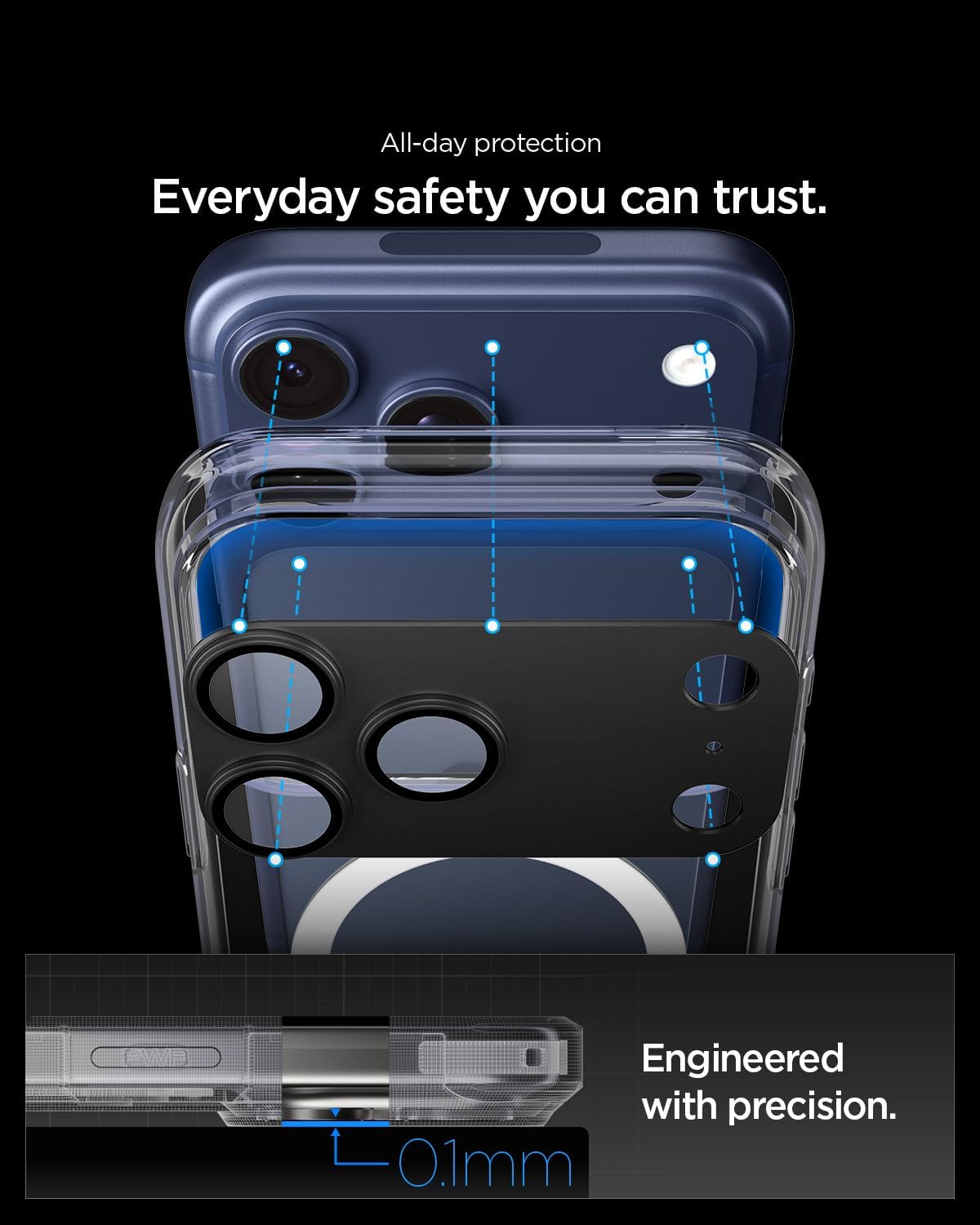 Spigen Camera Lens Screen Protector [GlasTR EZ Fit Optik Pro XL] Designed for iPhone 17 Pro Max [Case Friendly] - Black [1 Pack] - Image 3