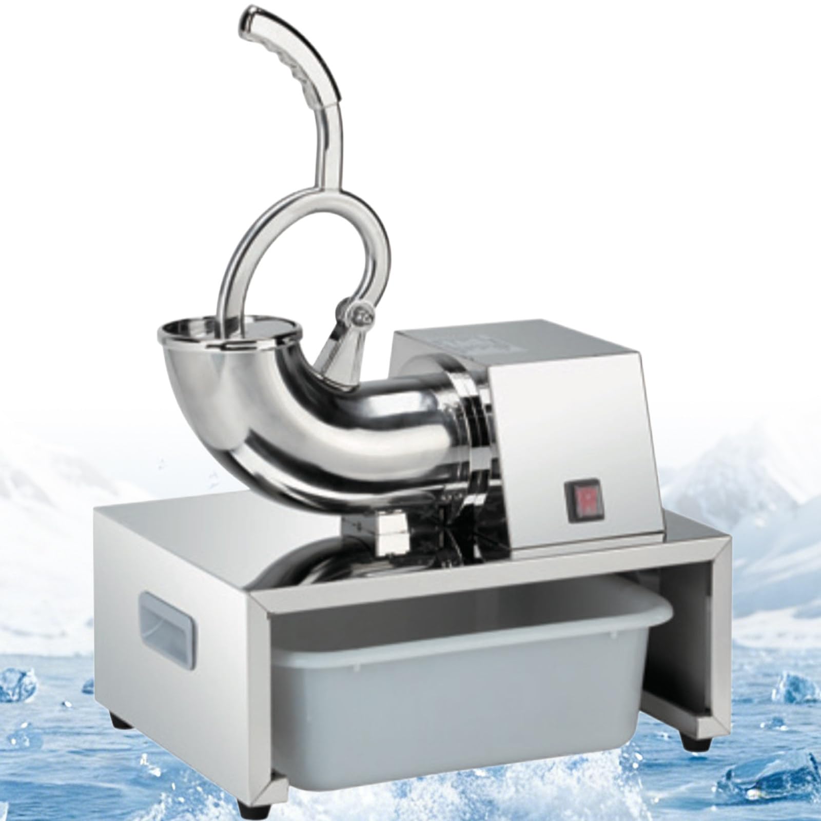 Sjyclaviger Commercial Ice Crusher, 200kg/H Commercial Shaved Ice Machine, with Acrylic Box And Stainless Steel Dual Blades, For Family Restaurants Bars Snow Cone Machine A