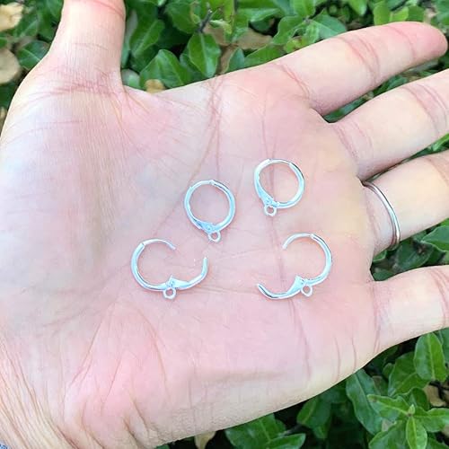 Miniatura 5 de Adabele 30 ganchos redondos de plata de ley para aretes (15 pares, 0.472 pulgadas, plateado)