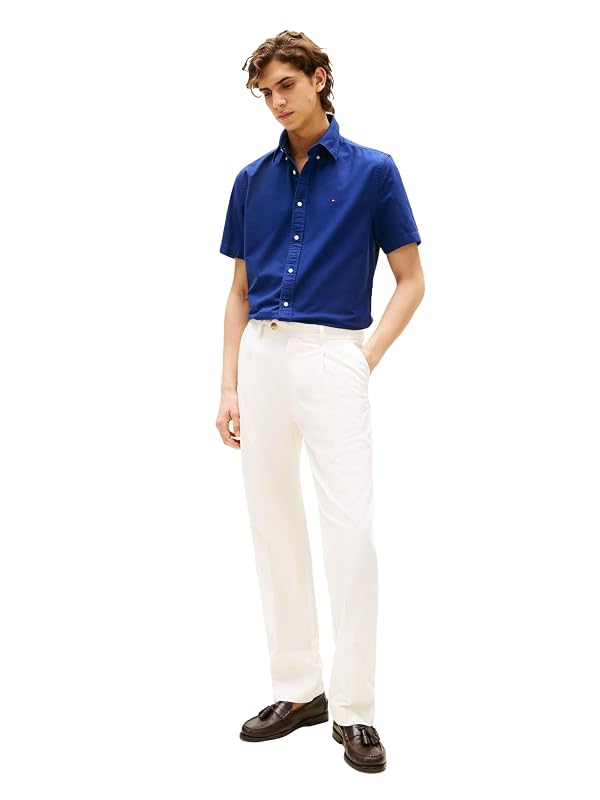 Tommy Hilfiger Men's Short Sleeve Oxford Shirts in Regular Fit, Men's Button Down Shirts Preppy Navy 2X-Large by Tommy Hilfiger - Used condition - Image 3