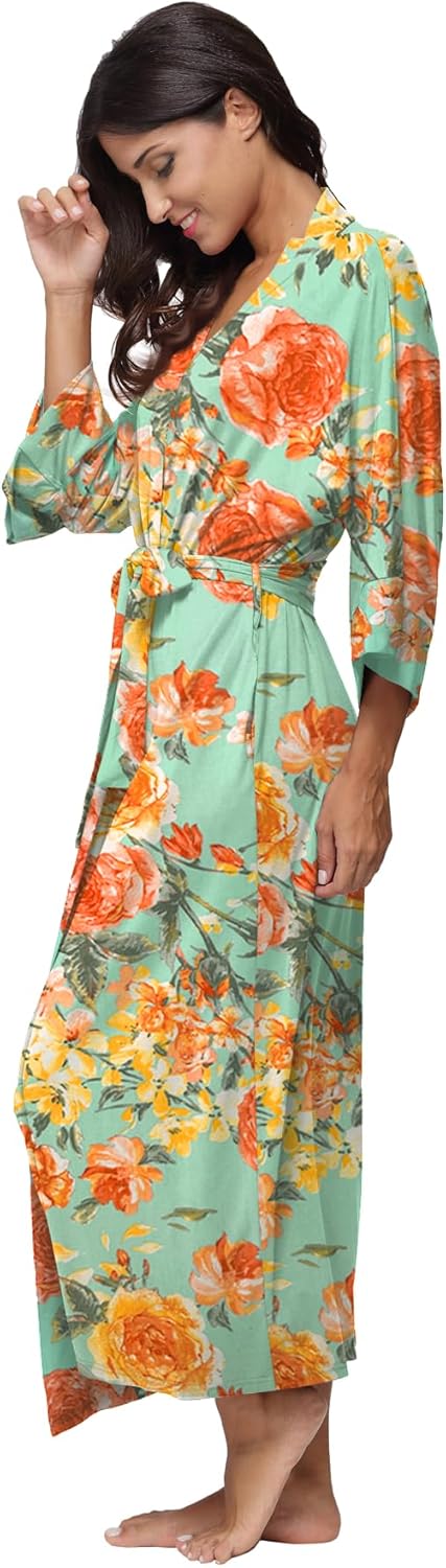 Women's Soft Robes Long Bath Robes Full Length Kimonos Sleepwear Dressing Gown,Solid Color - Image 4