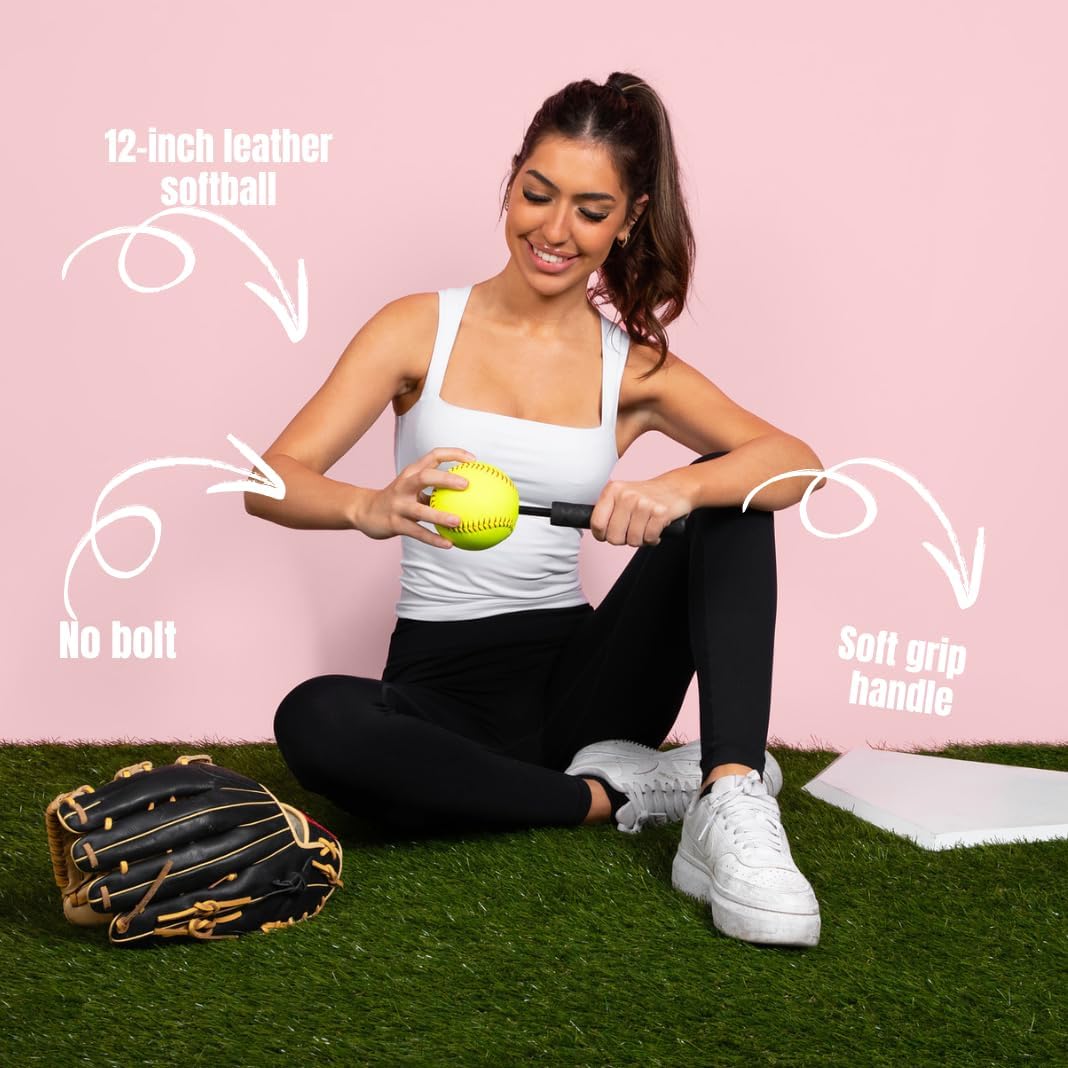 Pitch Break Spinner Softball Training Aid – Finger Strength Trainer & Stability Pitching Tool for Fastpitch Pitchers, Enhances Grip Strength, Increases Spin Rate & Accuracy, 12” Ball 4-Seam Grip