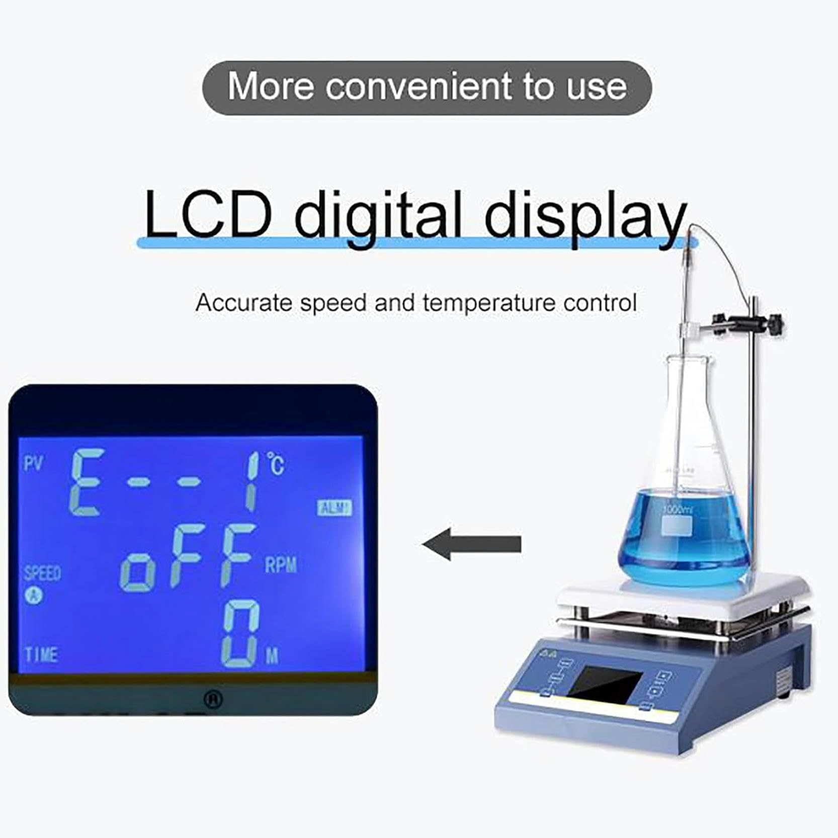 Equipo De Laboratorio: Agitador Calefactor Led De 5 L, Agitador Magnético Inteligente De 600 W con Sonda De Temperatura, Placa Calefactora De 19 × 19 Cm (1 Unidad).,