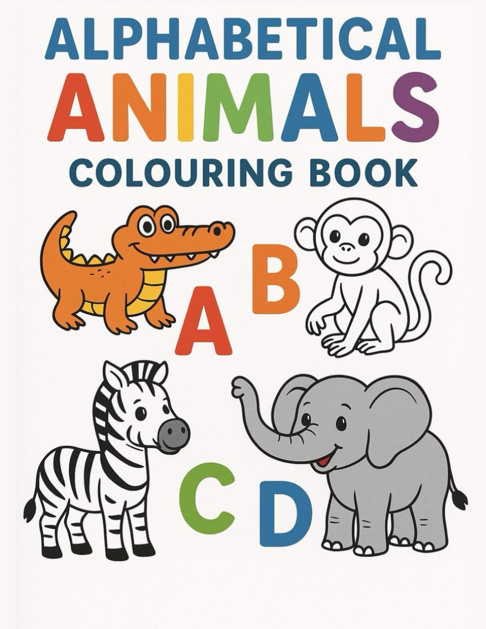 Alphabetical Animal Colouring Book for Kids: 26 Cute Animals from A-Z for Early Learning & Creativity