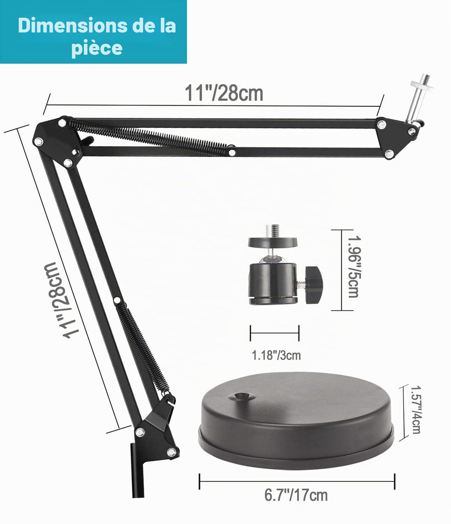 Support de Webcam, Support de Bras de 22 Pouces avec Base, Compatible avec la Webcam C925e C922x C922 C930e C930 C920 C615, Hero 8/7/6/5, Ultra/Pro/Pro 2 / Pro 3/Brio 4K