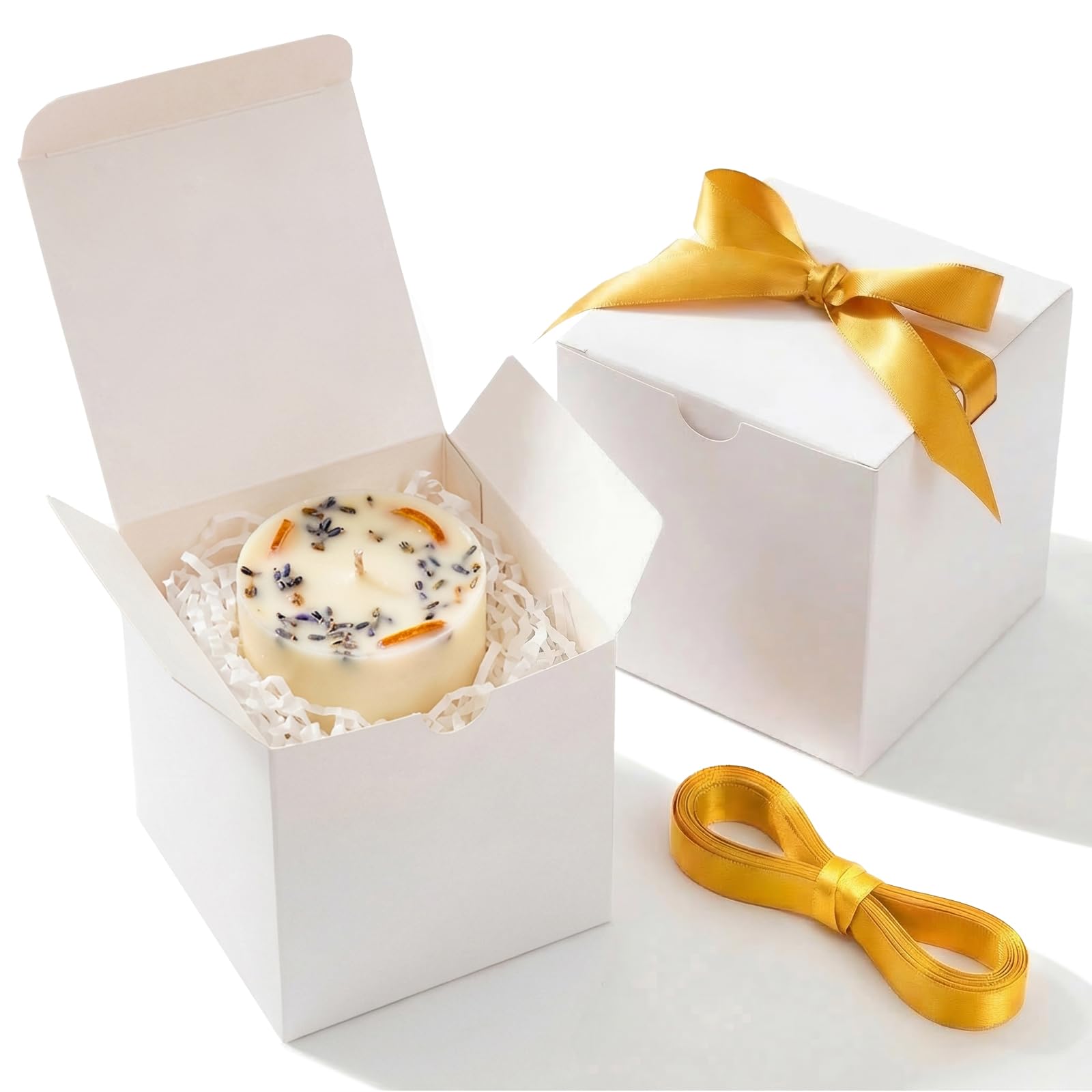 UnicoPak 50 Pack 4x4x4 White Gift Boxes, Elegant Small Gift Boxes with Lids for Birthday Wedding Holiday Christmas, Gift Box for Ornaments Treats