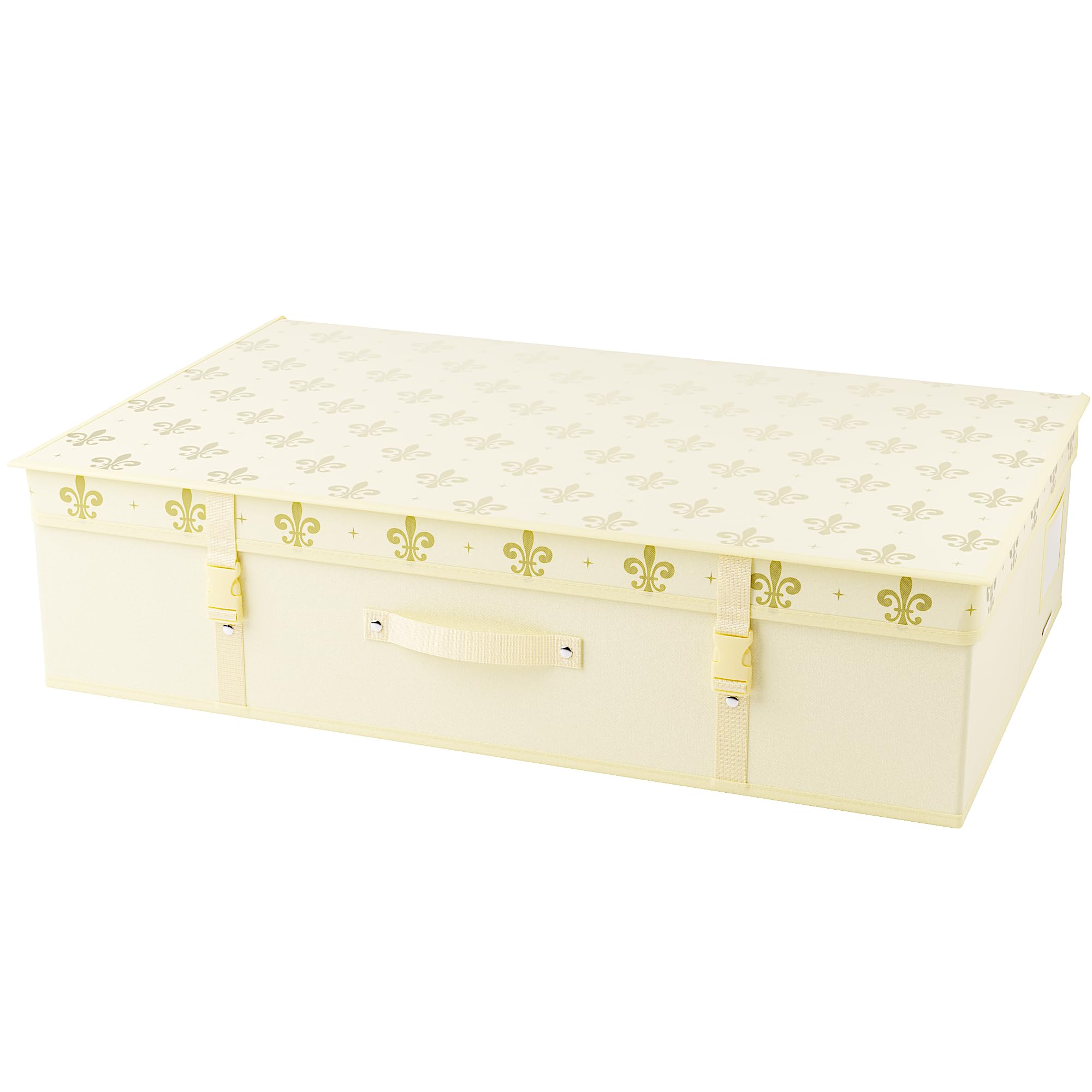 Wedding Dress Storage Box with Acid Free Tissue - Large, Ivory Gold Fleur de Lis Pattern