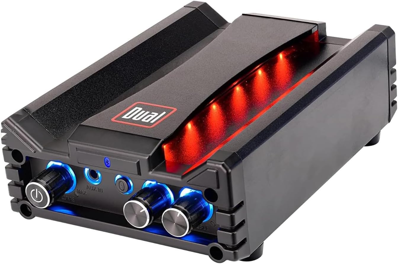 DBTMA100 Black Micro 2 Channel Class-D Amplifier | 3.5 mm AUX Input | Stereo RCA Outputs | 100 Watts Peak Power | Up to 100ft of Wireless Bluetooth Range