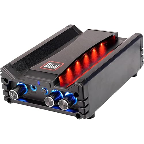 Dual Electronics DBTMA100 Black Micro 2 Channel Class-D Amplifier | 3.5 mm AUX Input | Stereo RCA Outputs | 100 Watts Peak Power | Up to 100ft of Wireless Bluetooth Range