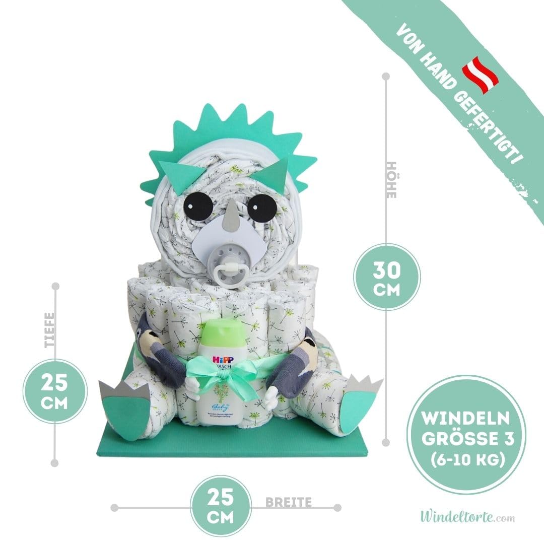 Dino & Drache [AUSSERGEWÖHNLICH] - Jungen & Mädchen - Neutral Unisex - Geschenk zur Geburt - Baby Party - Babyshower - Pullerparty - Babyartikel - Windeln - Dinosaurier - Torte kaufen