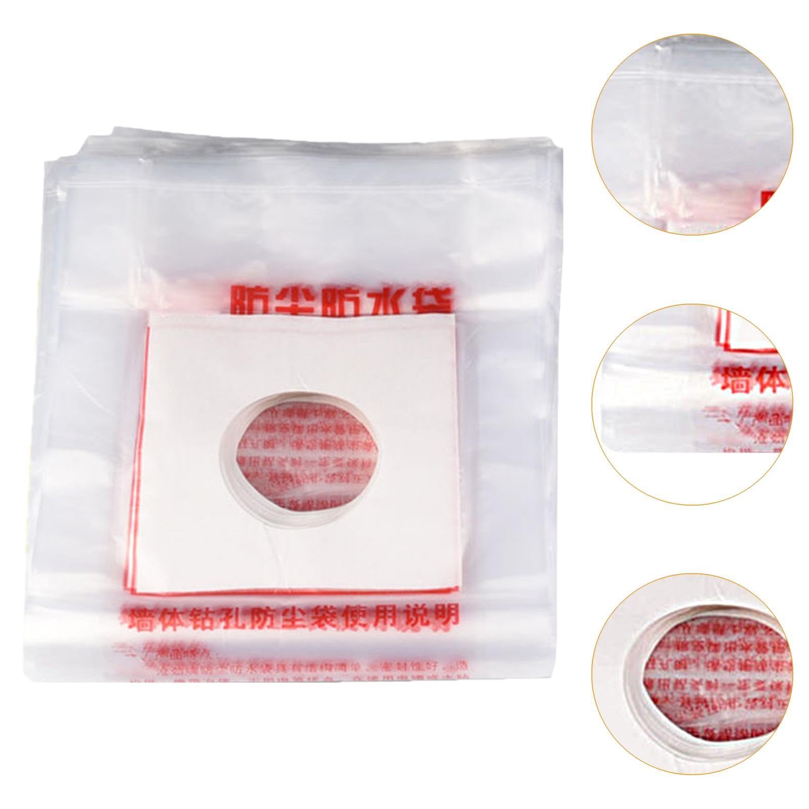 Homyl 50 Stück Bohrstaubschutz Staubauffangbeutel Staubkollektor Beutel Bohrstaubbeutel PP Material für Heimwerkerarbeiten Wanddurchbrüche, 120 Mm