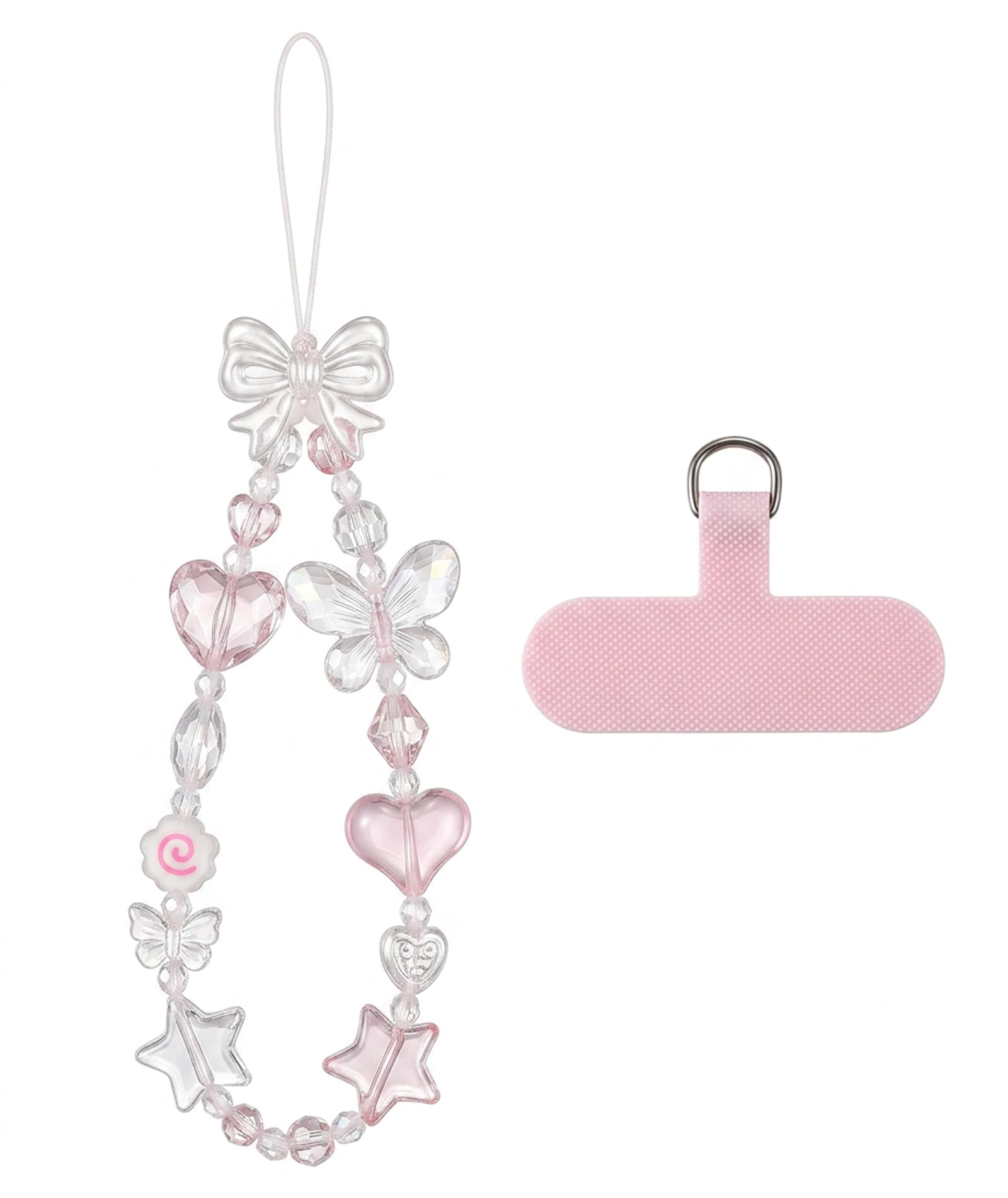 2 PCS Phone Charm, Phone Chain, Phone Charms, Pink Floral Design Mobile Accessory, Compact Dimensions for Easy Attachment and Stylish Look-image-41