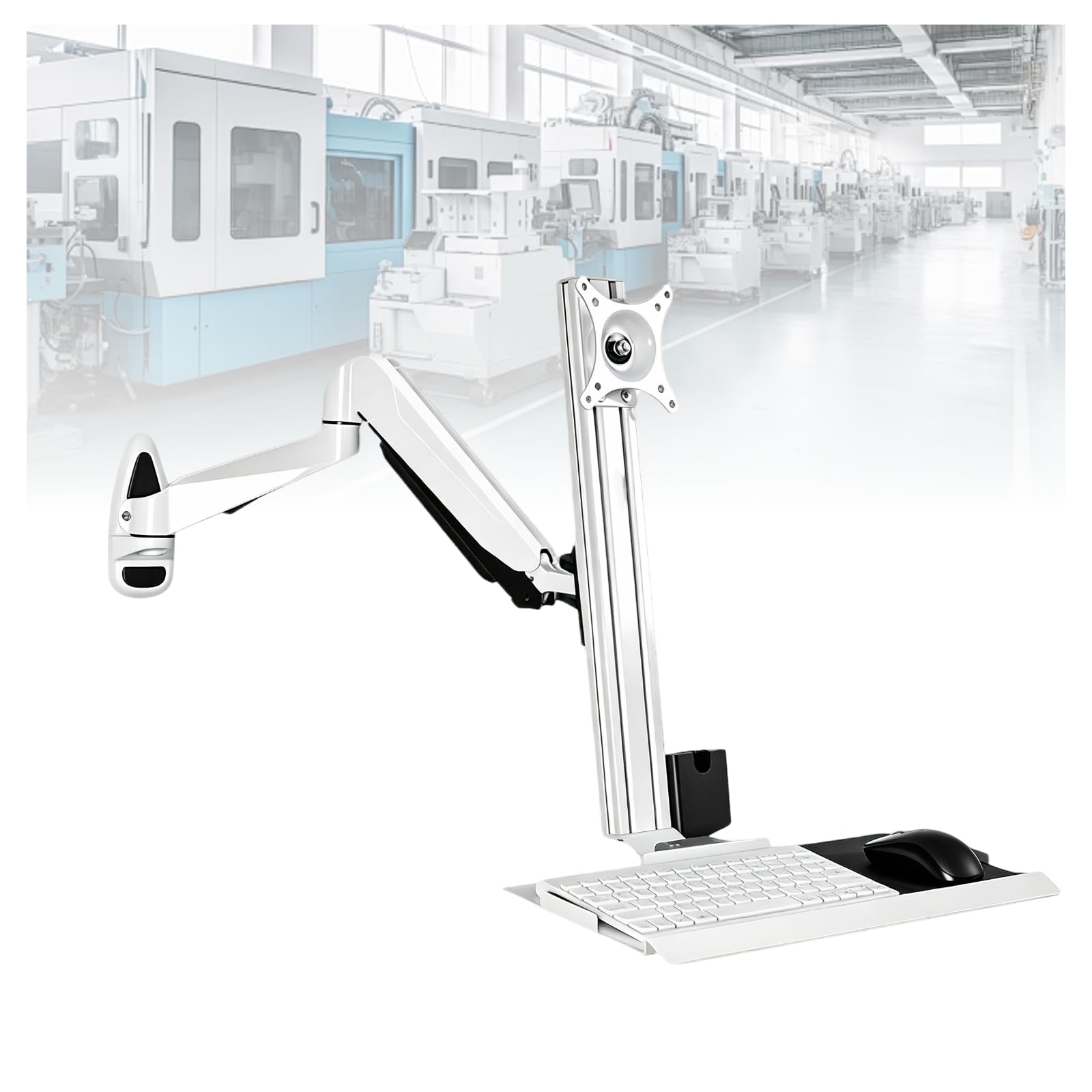 ZHENYUWANG Single monitor mount, 10kg monitor arm 600mmkeyboardtray