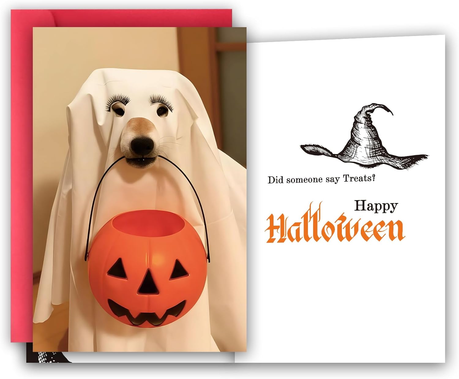 Funny Halloween Card for Dog Lover, Cute Dog Halloween Card Gifts for Kids Friends Family, Trick Or Treat Dogs Cards, Happy Howl-o-Ween. 901