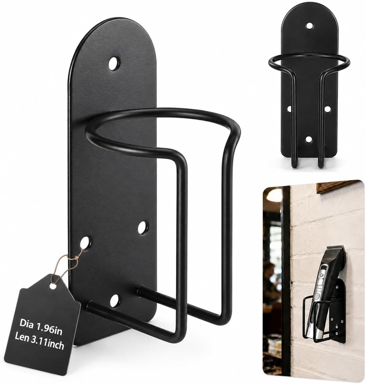 NOLITOY Hair Clipper Holder, Wall Mounted Stainless Steel Rack, Black