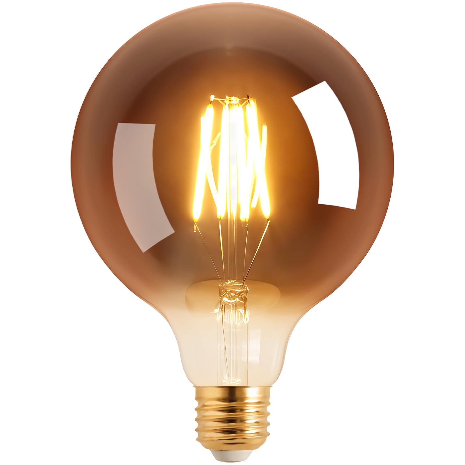 Terafeels Edison Bulb E27, 6W, 2700K Warm White Glow, Dimmable, Grey Glass,G125 Large Vintage LED Bulb for Lamp Decoration