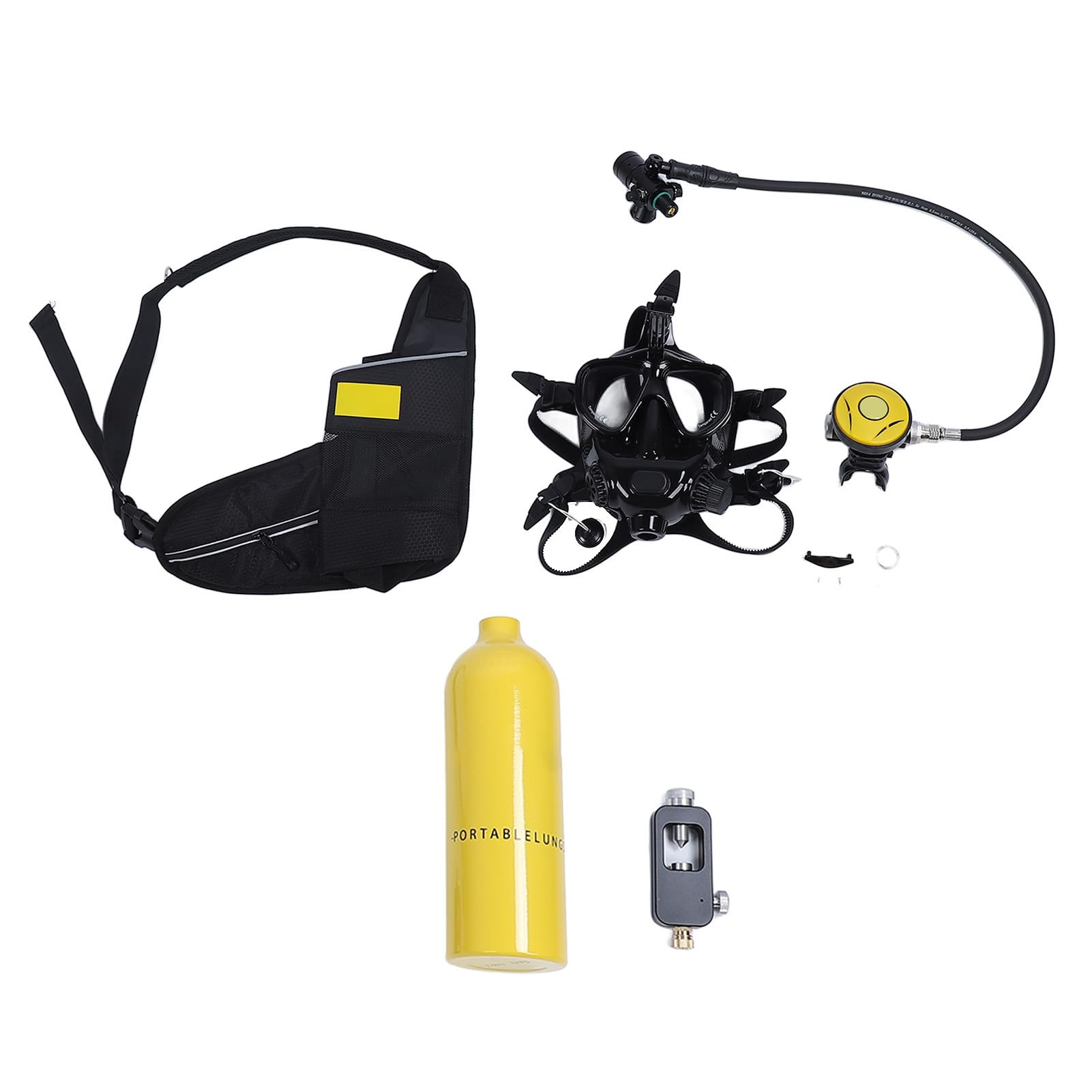 DIDEEP - Mini tanque de buceo con gafas de buceo de cara completa, tanque de oxígeno portátil de 1 litro y equipo de esnórquel para los entusiastas de la exploración submarina y el esnórquel