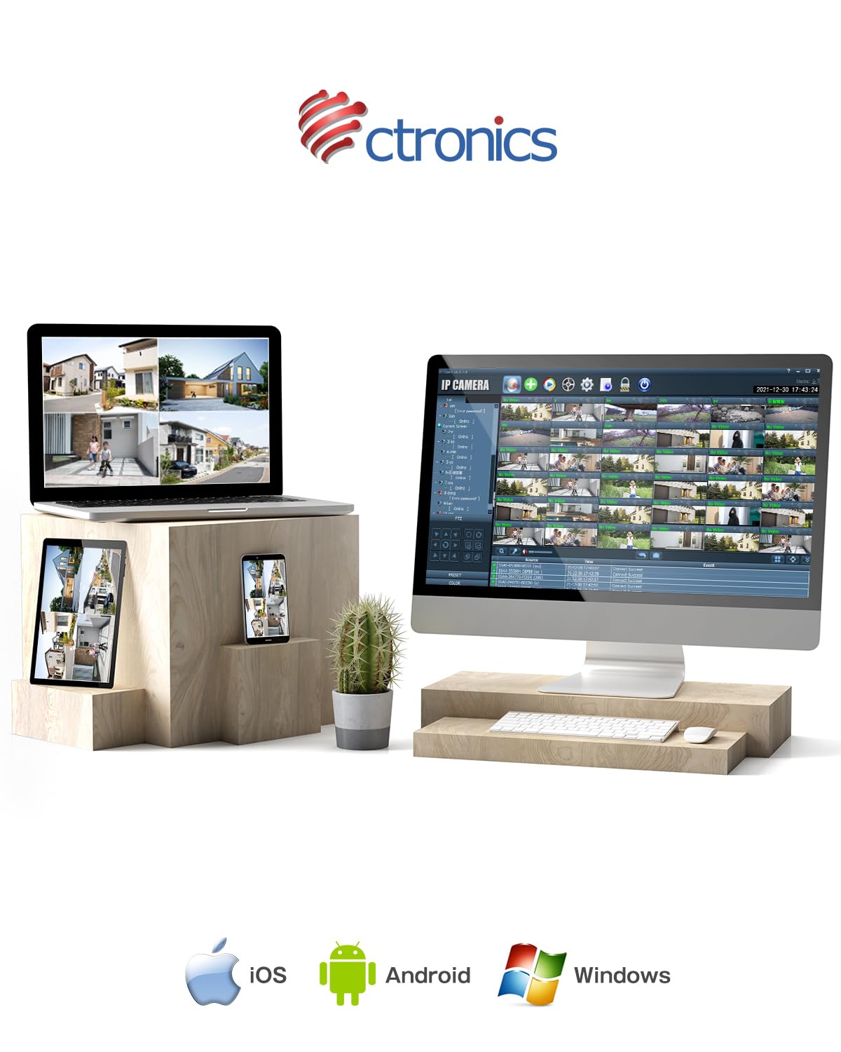 Ctronics 4K Telecamera da Esterno WiFi, Auto-Tracking, Allarme sonoro e luminoso, 5/2,4GHz, Rilevamento AI, 30m Visione Notturna a Colori, 256GB TF/Cloud [Metallo Pieno]