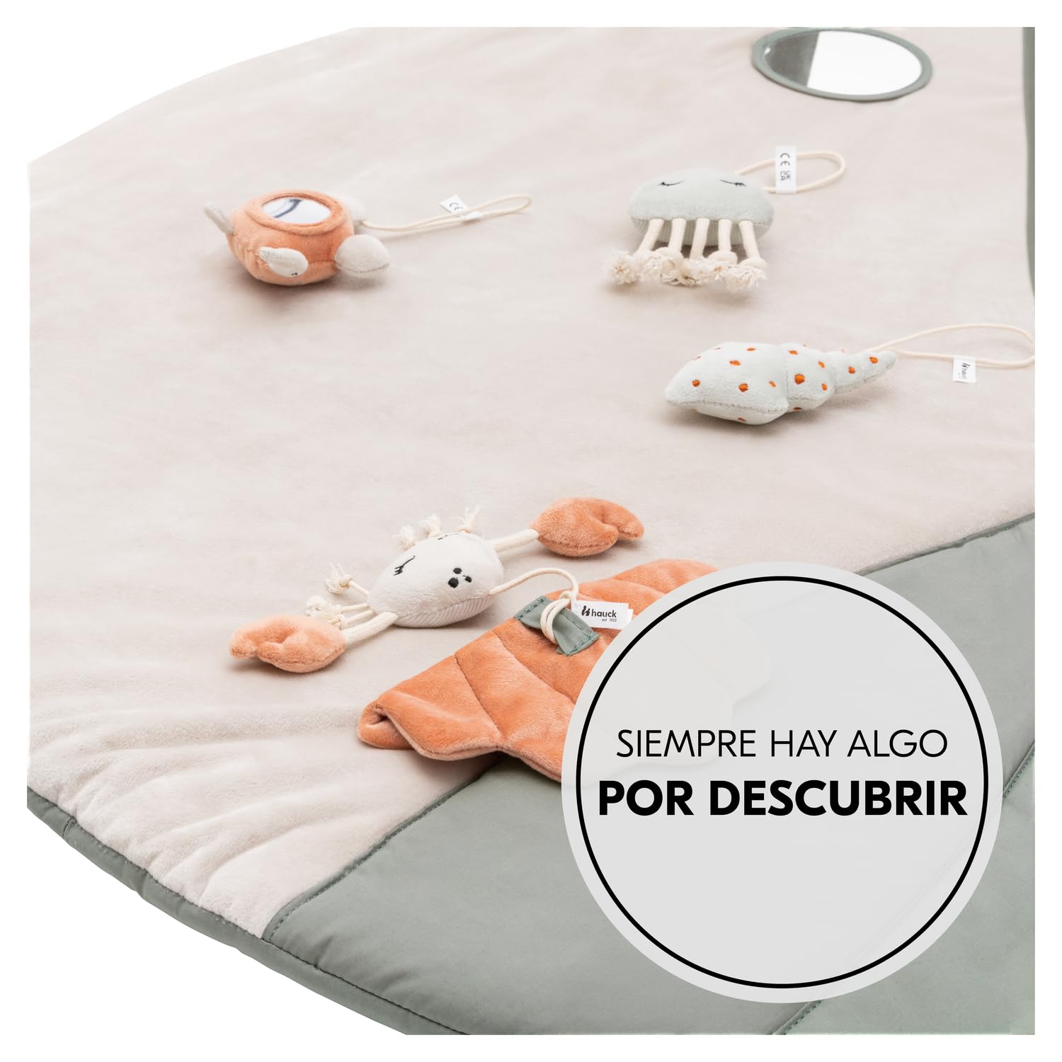 hauck Parque Infantil Bebe Relax N Watch con Arco de Actividades, Gimnasio Bebe Montessori, Manta Actividades Bebe Plegable con Espejos, Animales, Crujidos, Gris