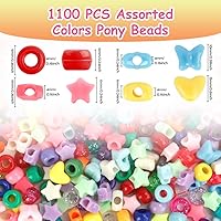 Vista 88 de Pony Bulk Beads - 1100 Pcs for Jewelry & Bracelets Making, Hair & Bracelet Beads (Dark Grey)
