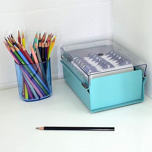 Miniatura 3 de Acrimet Organizador de archivos de 3 x 5 pulgadas, base de metal resistente (tarjetas de índice AZ y divisor incluidos) (color verde con tapa de