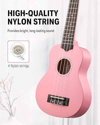 Miniatura 21 de Donner Ukelele soprano para principiantes, ukelele mate de 21 pulgadas, kit para principiantes con correa para bolsa, afinador, cuerdas, púas