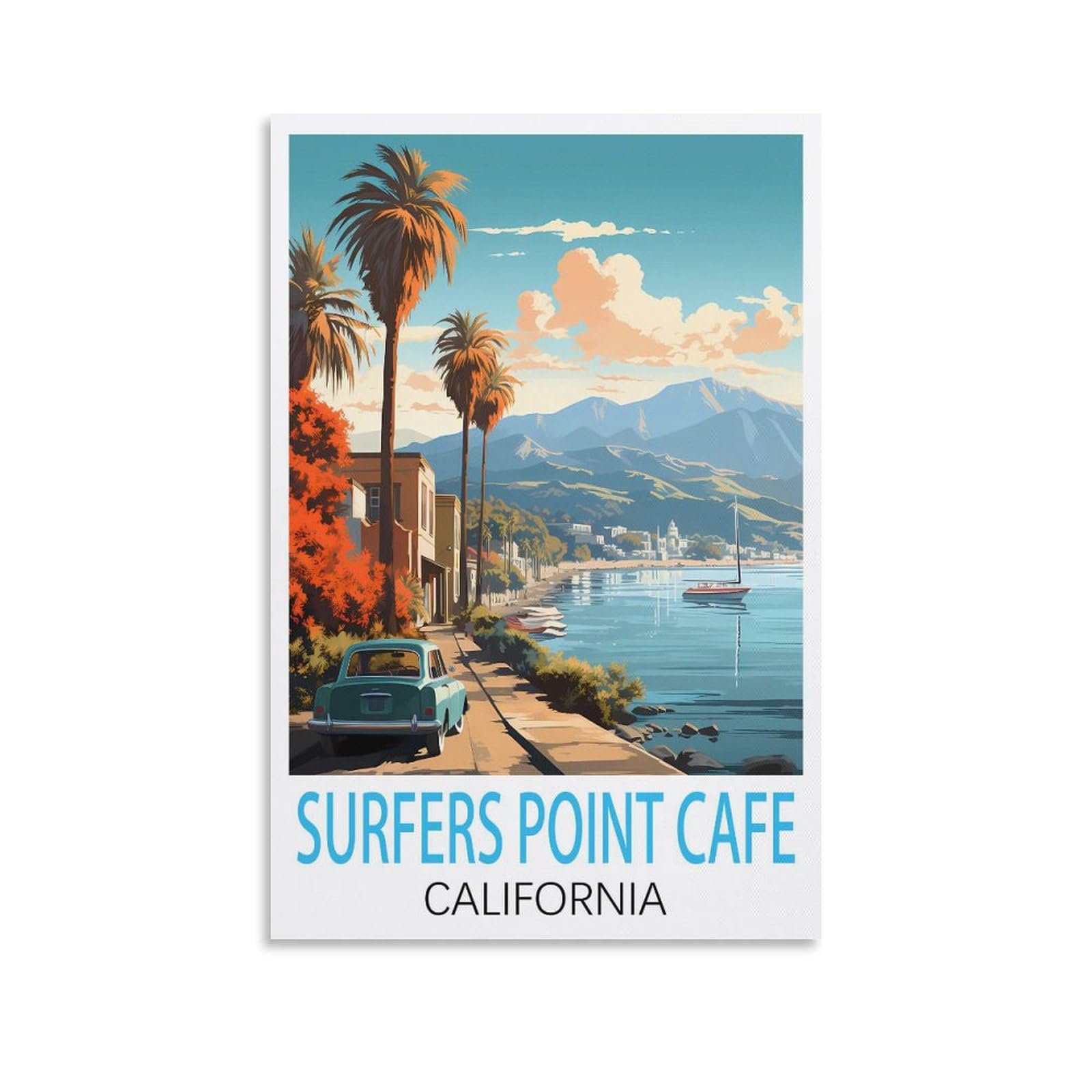 Vintage Metal Tin Signs Surfers Point Cafe Californias,Travel Tin Signs Metal Poster Wall Decor Office Cafe Bathroom Badroom 30x30cm