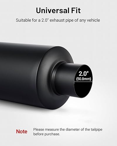 Vista 30 de EVIL ENERGY Silenciador resonador de 2 pulgadas de acero inoxidable (entrada/salida de 2.0 pulgadas, 13.8 pulgadas de longitud)