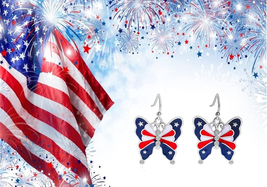 4th of July Earrings for Women Patriotic American Flag Earrings USA Dangle Earrings Red White Blue American Flag Dangle Earring Patriotic Independence Day Earring - Image 4