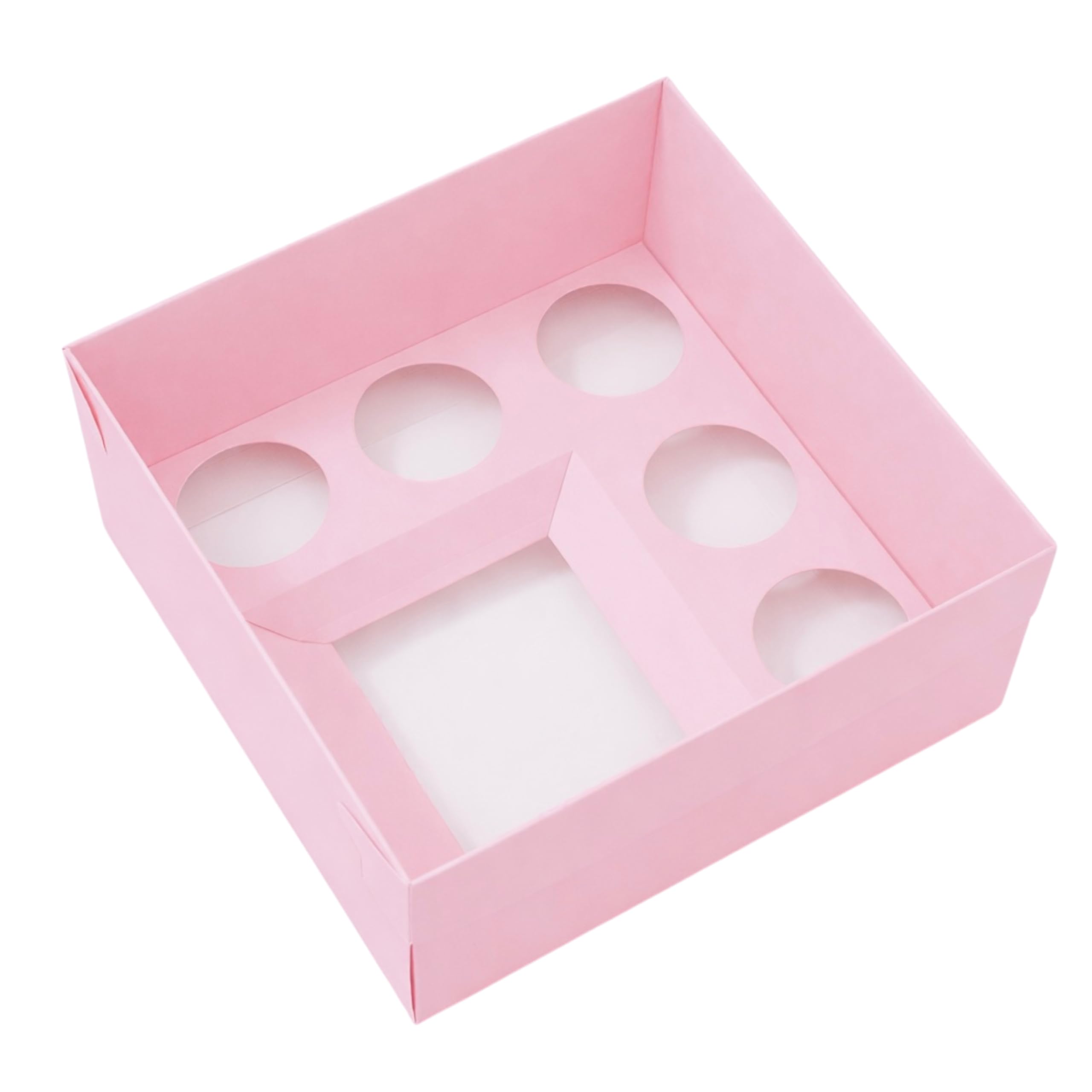 The Baked Studio - Pack of 5 - Extra Deep Premium Bento Cake & Cupcake Boxes with Clear Lids (Pink Bento + 5 Holes (Pack of 5))