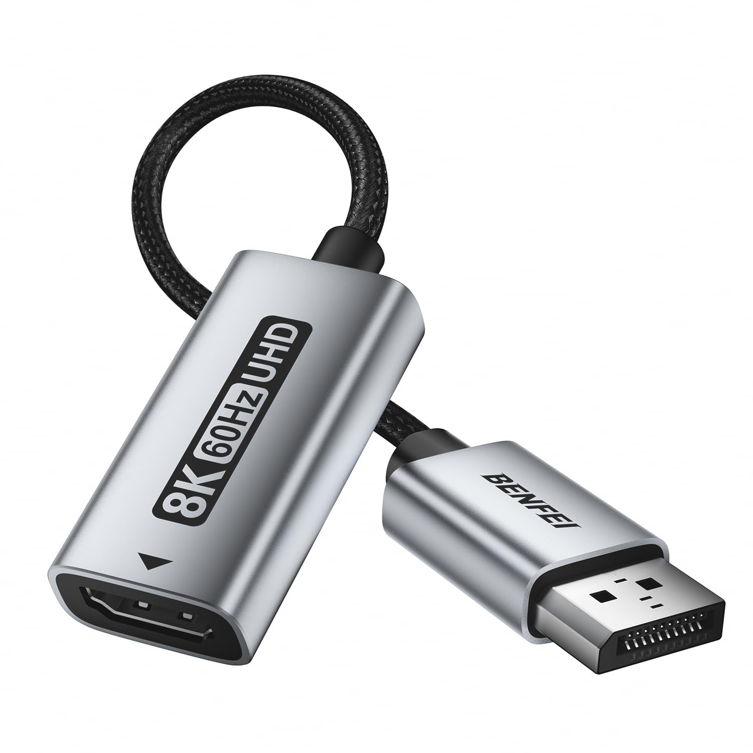BENFEI Adaptateur DisplayPort 1.4 vers HDMI 2.1 8K@60Hz/4K@240Hz/1080P@480Hz, Conversion unidirectionnelle, Convertisseur Aluminium pour Moniteur de Jeu, téléviseur, AMD, NVIDIA