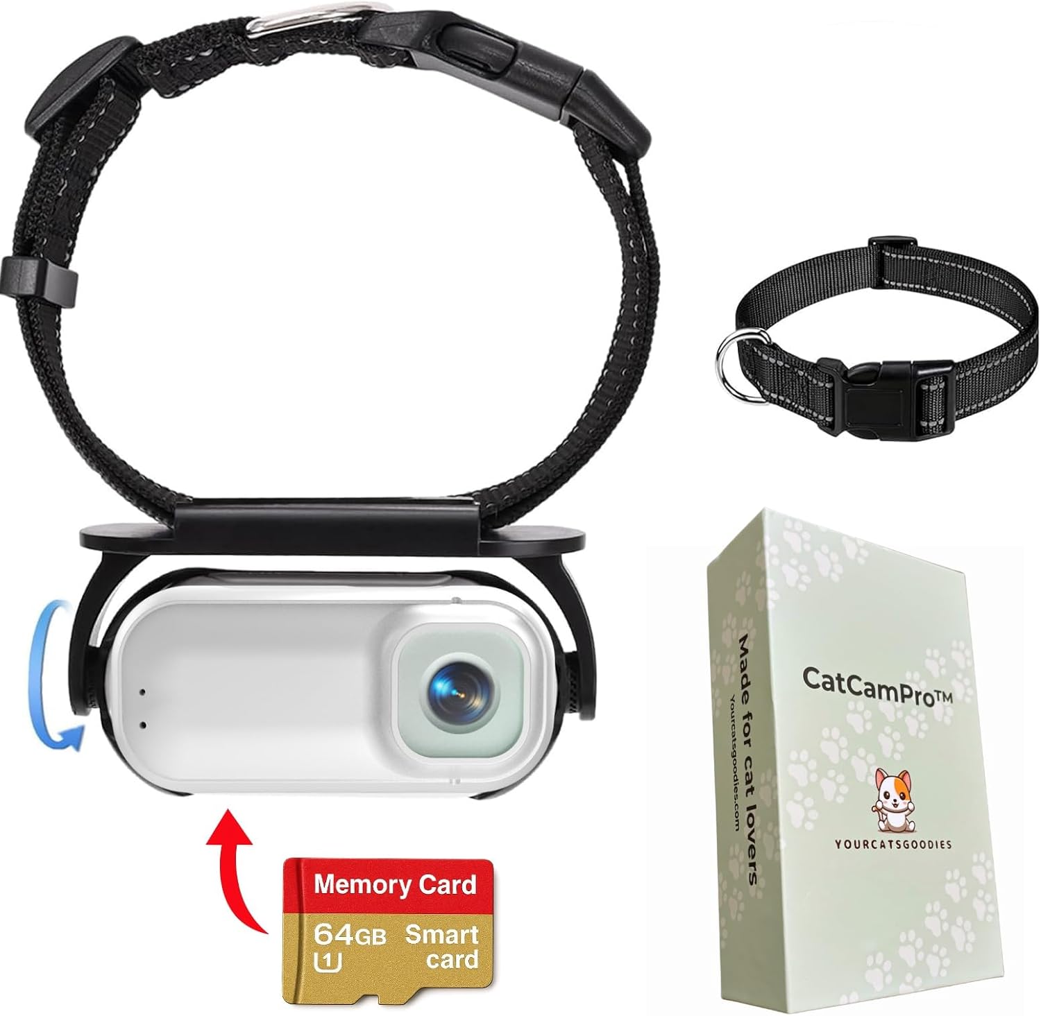 Cat Camera Collar Catcampro™ POV 4 Hour 4k Video Recording Pet-Friendly Cat Action *1M+ Social Media Followers* Indoor/Outdoor Camera No WiFi Needed